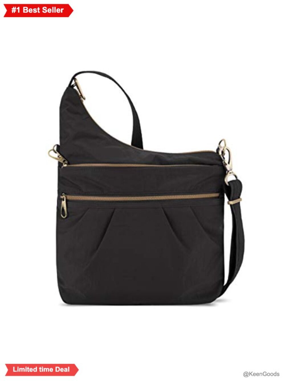 Travelon Anti-Theft Signature 3 Compartment Crossbody Bag Nylon RFID Travel
